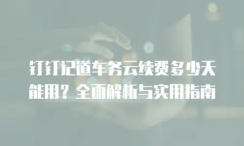 钉钉记道车务云续费多少天能用？全面解析与实用指南