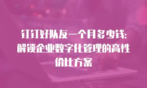 钉钉好队友一个月多少钱：解锁企业数字化管理的高性价比方案