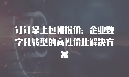钉钉掌上包机报价：企业数字化转型的高性价比解决方案