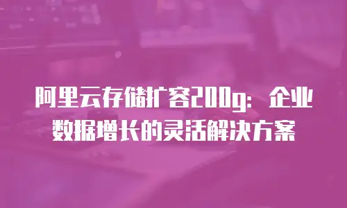 阿里云存储扩容200g：企业数据增长的灵活解决方案