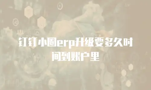 钉钉小圈erp升级要多久时间到账户里