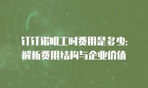 钉钉诺明工时费用是多少：解析费用结构与企业价值