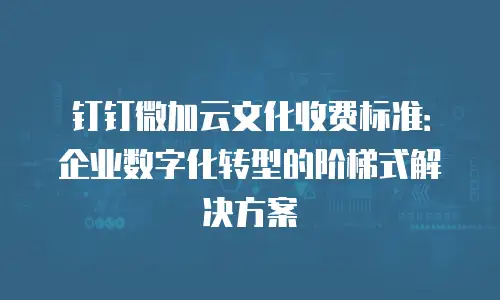 钉钉微加云文化收费标准：企业数字化转型的阶梯式解决方案