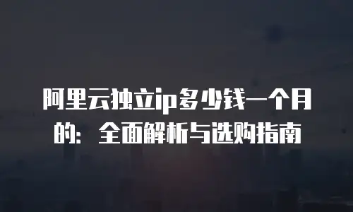阿里云独立ip多少钱一个月的：全面解析与选购指南