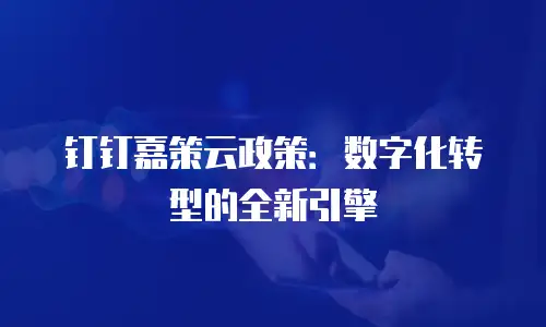 钉钉嘉策云政策：数字化转型的全新引擎