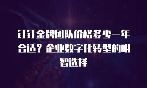 钉钉金牌团队价格多少一年合适？企业数字化转型的明智选择