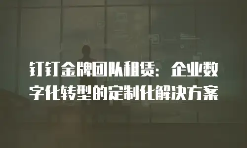 钉钉金牌团队租赁：企业数字化转型的定制化解决方案