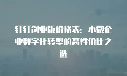 钉钉创业版价格表：小微企业数字化转型的高性价比之选