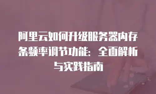 阿里云如何升级服务器内存条频率调节功能：全面解析与实践指南