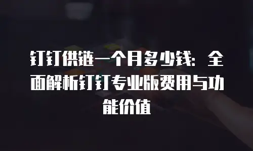 钉钉供链一个月多少钱：全面解析钉钉专业版费用与功能价值
