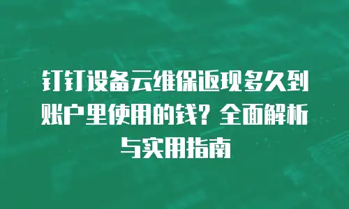 钉钉设备云维保返现多久到账户里使用的钱？全面解析与实用指南