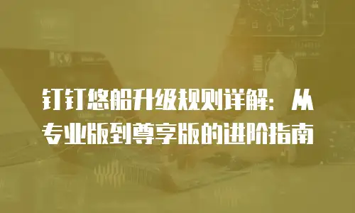 钉钉悠船升级规则详解：从专业版到尊享版的进阶指南