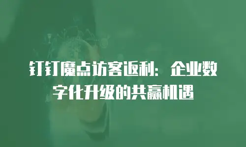 钉钉魔点访客返利：企业数字化升级的共赢机遇
