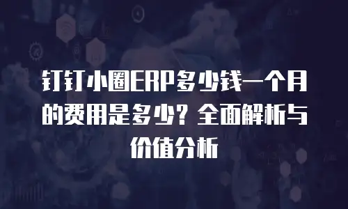 钉钉小圈ERP多少钱一个月的费用是多少？全面解析与价值分析