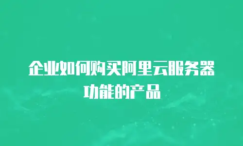 企业如何购买阿里云服务器功能的产品
