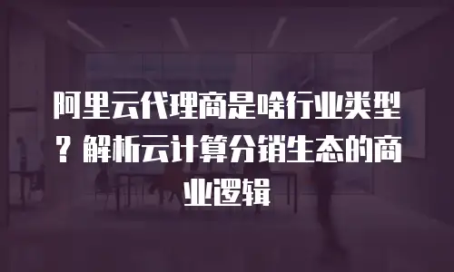 阿里云代理商是啥行业类型？解析云计算分销生态的商业逻辑