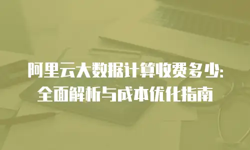 阿里云大数据计算收费多少：全面解析与成本优化指南