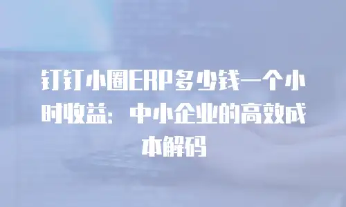 钉钉小圈ERP多少钱一个小时收益：中小企业的高效成本解码