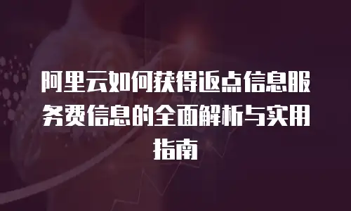 阿里云如何获得返点信息服务费信息的全面解析与实用指南
