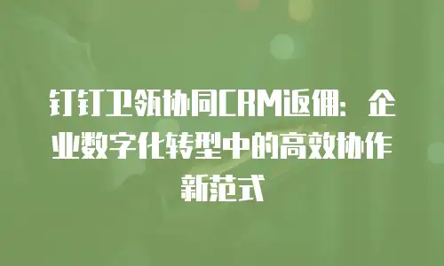 钉钉卫瓴协同CRM返佣：企业数字化转型中的高效协作新范式