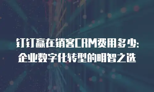 钉钉赢在销客CRM费用多少：企业数字化转型的明智之选