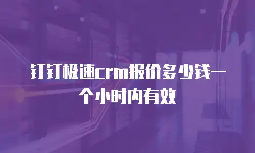 钉钉极速crm报价多少钱一个小时内有效