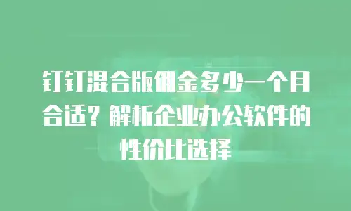 钉钉混合版佣金多少一个月合适？解析企业办公软件的性价比选择