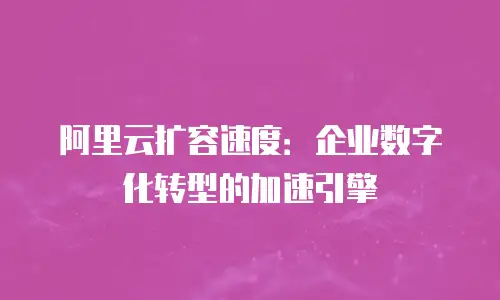 阿里云扩容速度：企业数字化转型的加速引擎