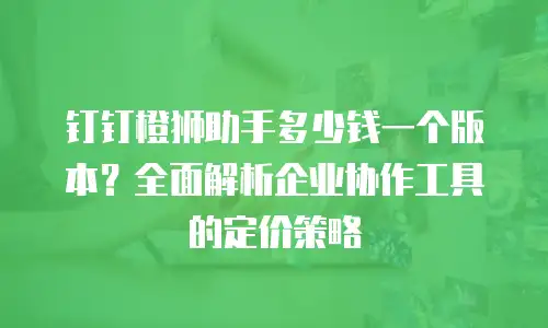 钉钉橙狮助手多少钱一个版本？全面解析企业协作工具的定价策略