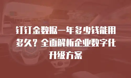 钉钉金数据一年多少钱能用多久？全面解析企业数字化升级方案