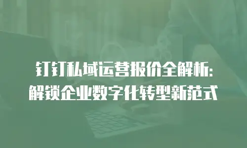 钉钉私域运营报价全解析：解锁企业数字化转型新范式
