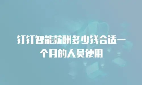 钉钉智能薪酬多少钱合适一个月的人员使用