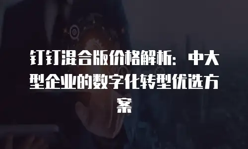 钉钉混合版价格解析：中大型企业的数字化转型优选方案