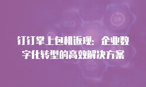 钉钉掌上包机返现：企业数字化转型的高效解决方案