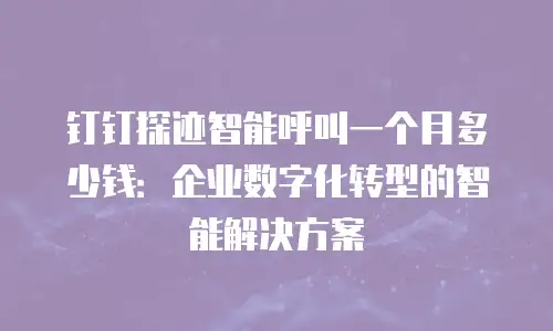 钉钉探迹智能呼叫一个月多少钱：企业数字化转型的智能解决方案