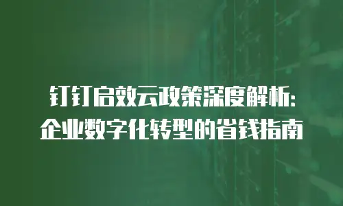 钉钉启效云政策深度解析：企业数字化转型的省钱指南