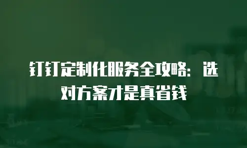 钉钉定制化服务全攻略：选对方案才是真省钱