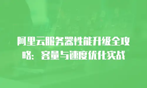 阿里云服务器性能升级全攻略：容量与速度优化实战