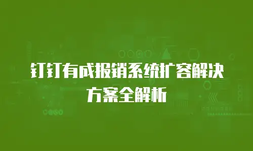 钉钉有成报销系统扩容解决方案全解析