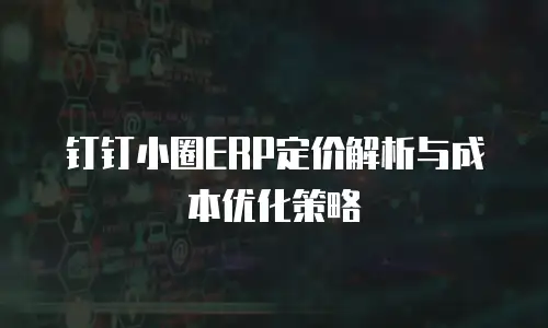 钉钉小圈ERP定价解析与成本优化策略