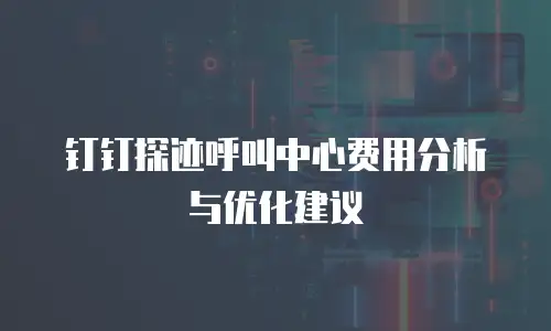 钉钉探迹呼叫中心费用分析与优化建议