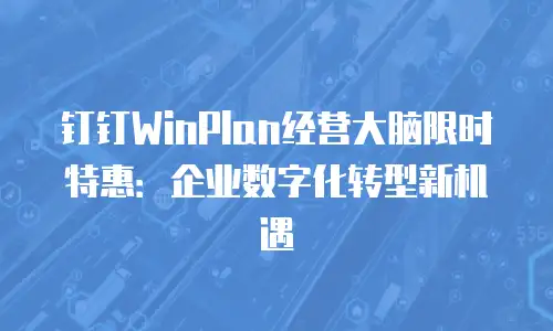 钉钉WinPlan经营大脑限时特惠：企业数字化转型新机遇