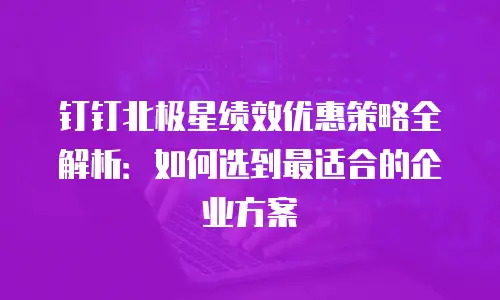 钉钉北极星绩效优惠策略全解析：如何选到最适合的企业方案