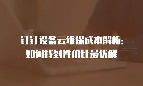钉钉设备云维保成本解析：如何找到性价比最优解
