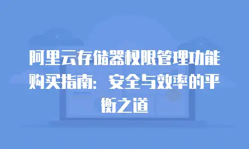 阿里云存储器权限管理功能购买指南：安全与效率的平衡之道