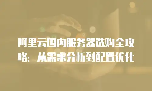 阿里云国内服务器选购全攻略：从需求分析到配置优化
