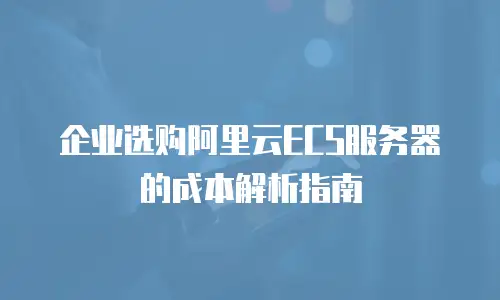 企业选购阿里云ECS服务器的成本解析指南