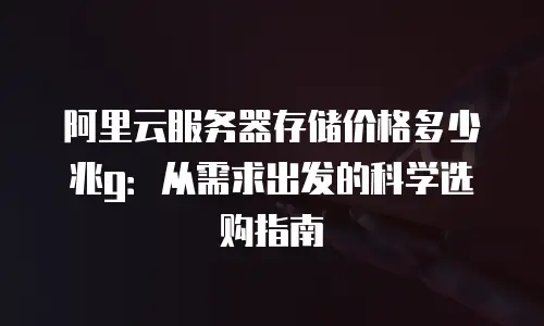 阿里云服务器存储价格多少兆g：从需求出发的科学选购指南
