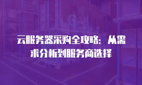 云服务器采购全攻略：从需求分析到服务商选择