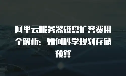 阿里云服务器磁盘扩容费用全解析：如何科学规划存储预算